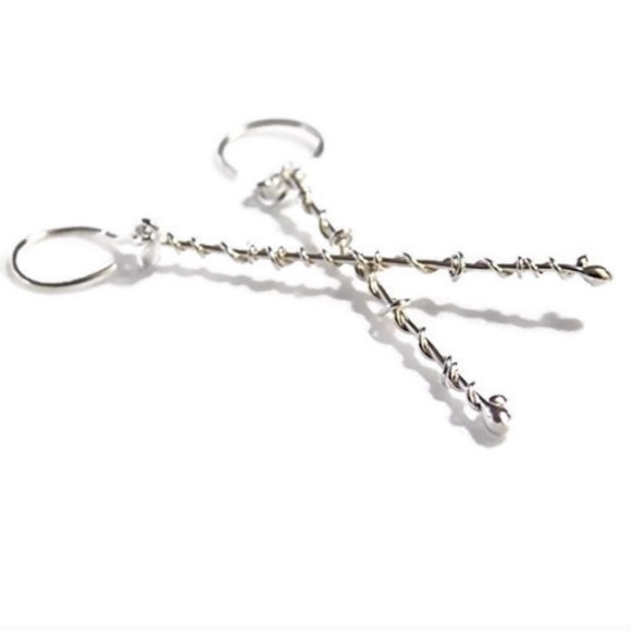 925 Bar Vine Earrings - Picture 3 of 4